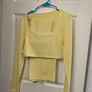 Yellow Crop top and skirt set